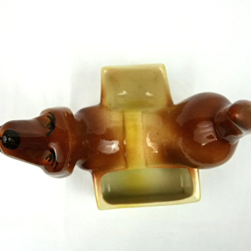 Vintage Dachshund Weiner Dog Ceramic Valet Trinket Dish Caddy Planter Doxie MCM - Picture 7 of 9